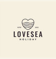 line hipster love with ocean water logo design vector image
