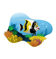 moorish idol cartoon swimming in the coral habitat vector image