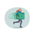 woman with dollar bill collapsing vector image