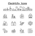 electricity icons set in thin line style vector image