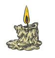 burning candle line art sketch vector image