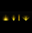 realistic set of golden light shine on transparent vector image vector image