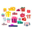 colorful gift packages set - lots of present boxes vector image