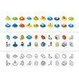 set of icons in different style - isometric flat vector image