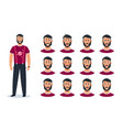 face expressions cartoon man character with set vector image