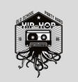 vintage music emblem octopus tentacles and audio vector image vector image