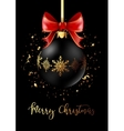 black christmas decoration ball with golden ribbon vector image