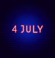 fourth july neon text vector image vector image