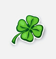 cartoon sticker green clover vector image vector image