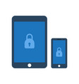 tablet and smartphone with security sign vector image