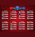 football cup group stage world tournament table vector image vector image