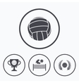 volleyball and net icons winner award cup vector image