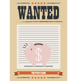 wanted piggy bank poster vector image
