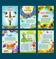 easter poster template of egg flower cake cross vector image