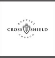 shield cross logo design church logo vector image
