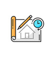 architect plan on paper pencil and deadline sign vector image