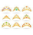 princess golden tiaras with diamonds vector image vector image