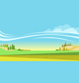 rural landscape with fields and herd of cows vector image