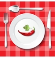 table appointments on red tablecloth vector image