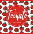 tomato seamless pattern and emblem ripe organic vector image vector image
