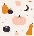 cute seamless pattern with pumpkins in pastel vector image vector image