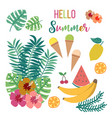 floral summer card with tropical leaves vector image