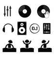 dj icon set in black color vector image