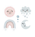 set of cute elements for children s design sun vector image