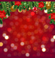 red background with bokeh and border vector image
