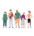 group diverse people mixed age standing vector image