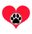 heart with a paw vector image vector image