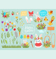 cartoon easter graphical set with rabbits vector image