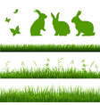 grass borders set with rabbits vector image vector image
