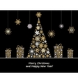 christmas decoration with fir tree and gifts from vector image