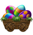 easter eggs in a wooden cart vector image