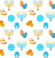 happy hanukkah seamless pattern with dreidel game vector image