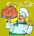fried chicken or turkey on a platter from cook vector image vector image