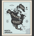map north america poster vector image vector image