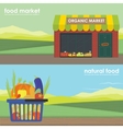 shopping basket full of healthy organic banner set vector image vector image