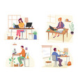 people working in home office different angles vector image vector image