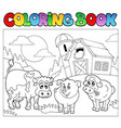 coloring book with farm animals 3 vector image