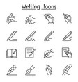 writing icon set in thin line style vector image vector image
