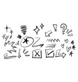 hand drawn set of doodle emphasis elements vector image