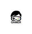 gamer head hair console symbol logo design vector image