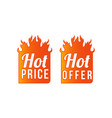 hot price and price on fire banners - text vector image vector image