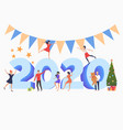 men and women celebrating new year 2020 vector image