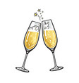 sketch of two sparkling glasses champagne hand vector image vector image