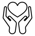 Heart hands icon outline style Royalty Free Vector Image