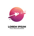 rocket and planet modern minimalist logo vector image