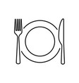 plate knife spoon and fork line icon vector image
